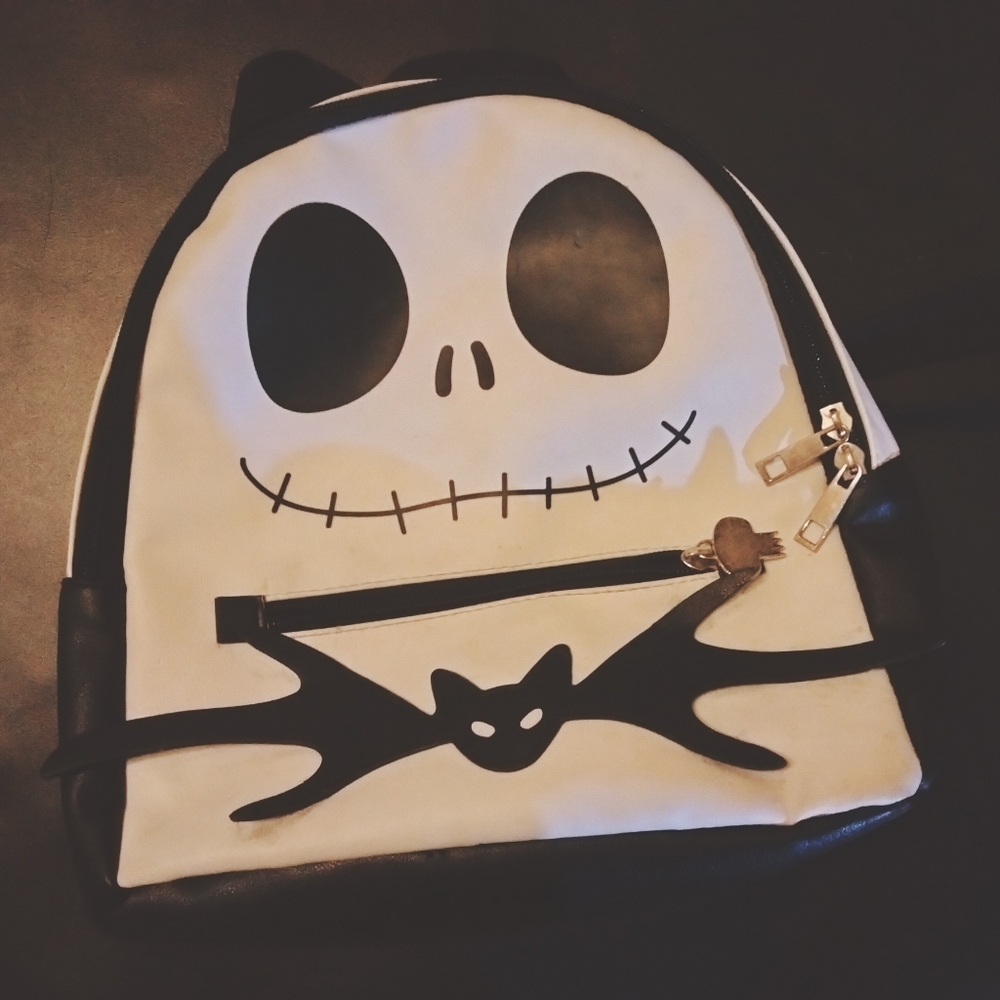 Nightmare Before Christmas Jack Skellington Black & White Leather Mini Backpack
